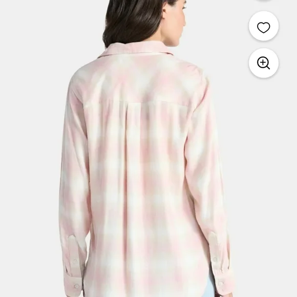 NWT Time And Tru Vintage Pink Plaid Flannel Long Sleeve Button-Up Shirt - Picture 4 of 9